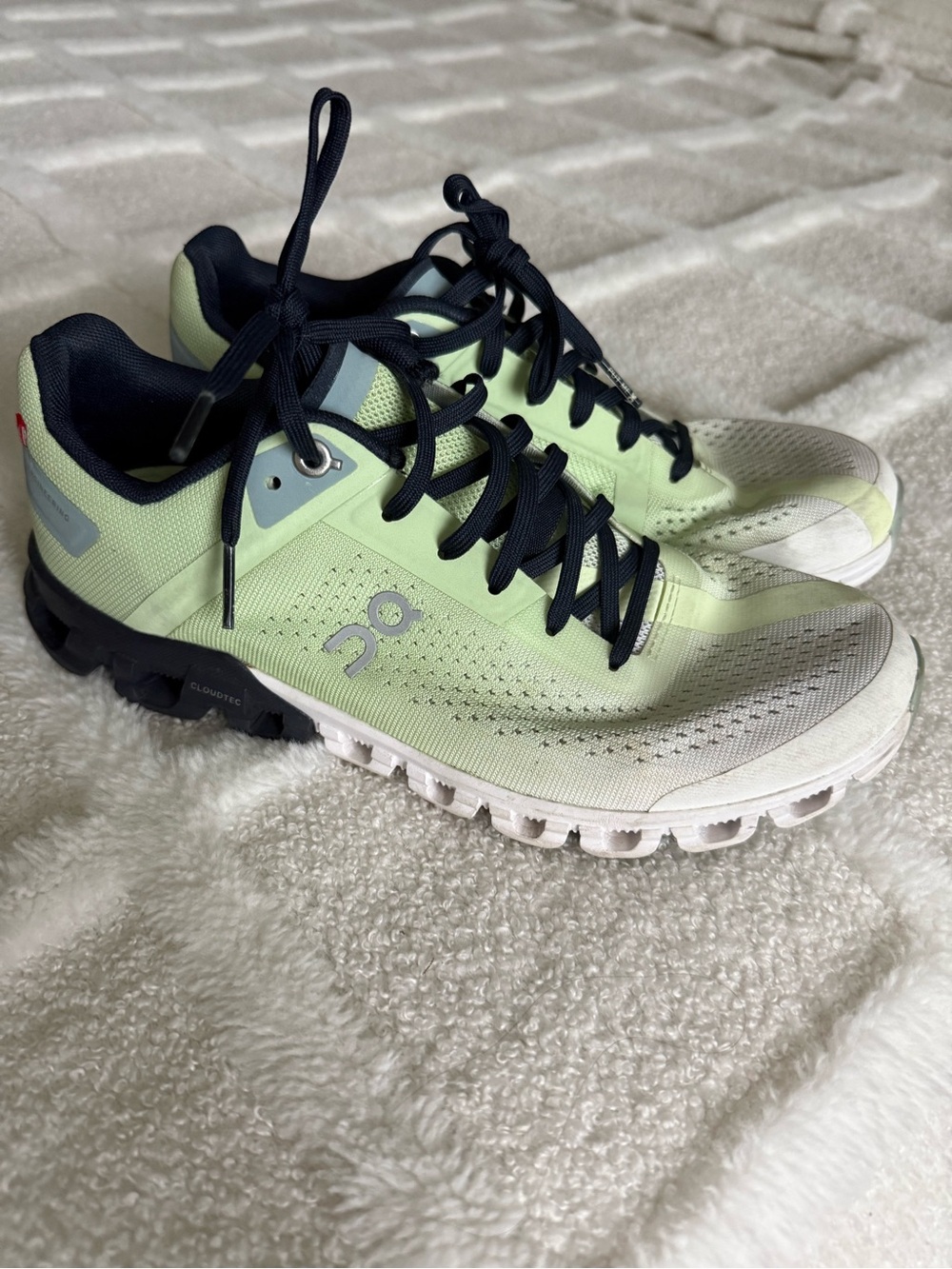 On Running Light Green and Black Cloud Sneakers